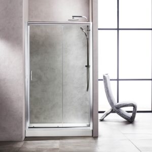 NEW TEMA Συρόμενη Πόρτα Εισόδου 130×180 Δίφυλλη Διάφανη ΚΑΜΠΙΝΕΣ ΝΤΟΥΖ